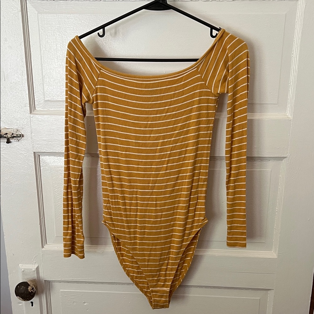 Forever 21 Mustard and White Striped Top